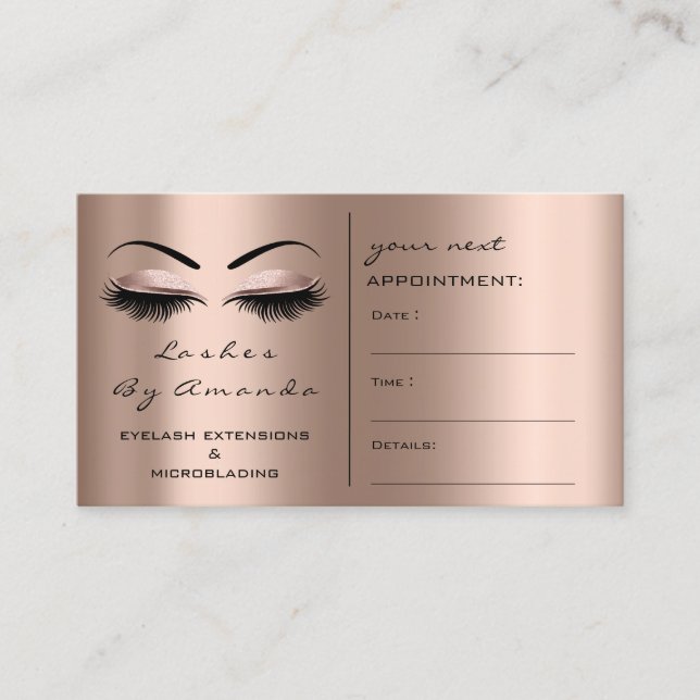 Appointment Card Makeup Artist Blush Rose Lash VIP (Front)