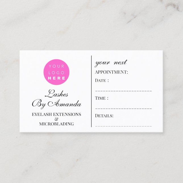 Appointment Card Makeup Artist Logo Black White (Front)
