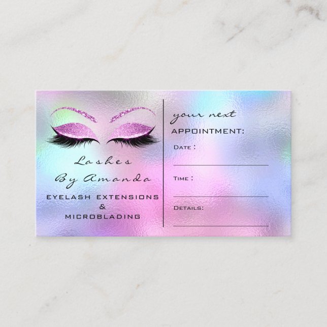 Appointment Card Makeup Artist Rose Pink Lashes (Front)