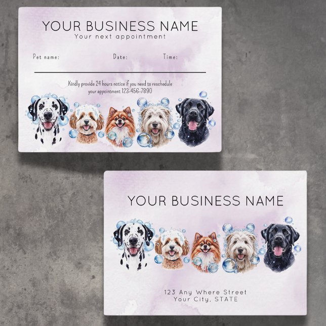 Appointment card watercolor dogs bubbles (Creator Uploaded)