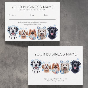 Appointment card watercolor dogs bubbles, white
