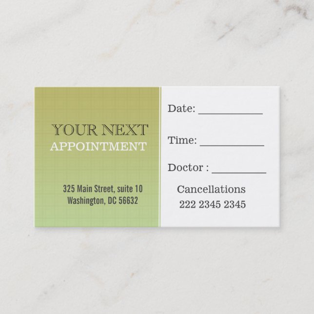 Appointment | Dark khaki Minimal Plaid Pattern Card (Front)
