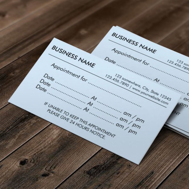 Appointment Minimalist Plain Baby Blue Reminder Card (Creator Uploaded)