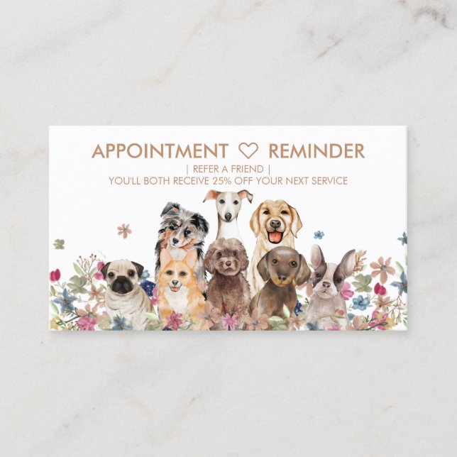Appointment remind Dogs Business Card (Front)