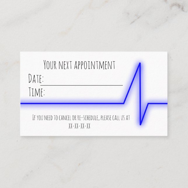 Appointment reminder business card (Back)
