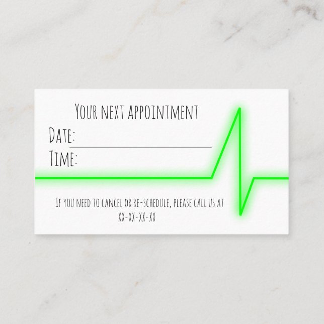 Appointment reminder business card (Back)