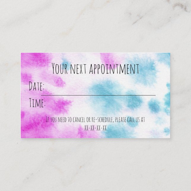Appointment reminder business card (Back)