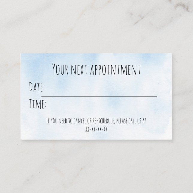 Appointment reminder business card (Back)