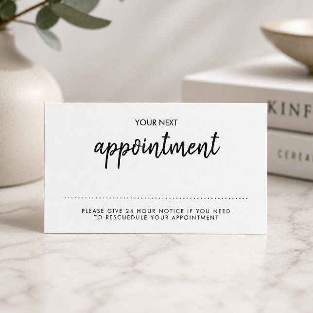 Appointment Reminder Card | Modern Minimal White (A stylish professional reminder card perfect for salons, wellness spas, and beauty studios)