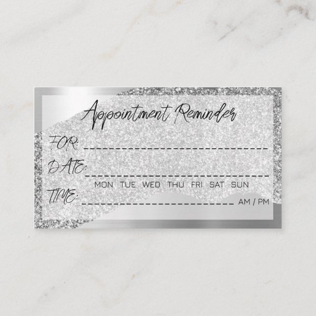  Appointment Reminder Cards Bling Glitter Drips (Back)