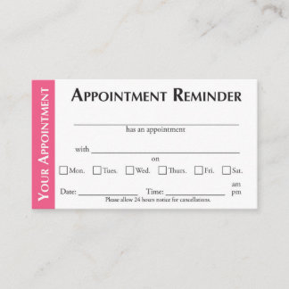 Appointment Reminder Cards - Pink