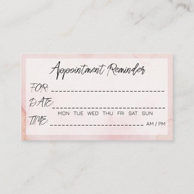  Appointment Reminder Cards Pink Texture (Back)