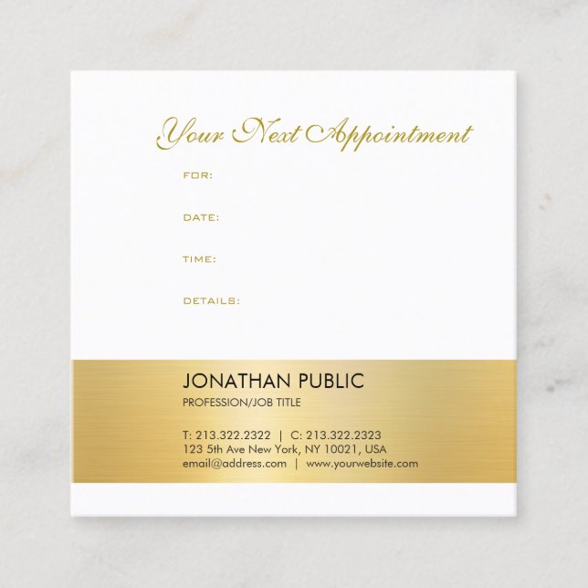 Appointment Reminder Elegant Gold Look Template (Front)