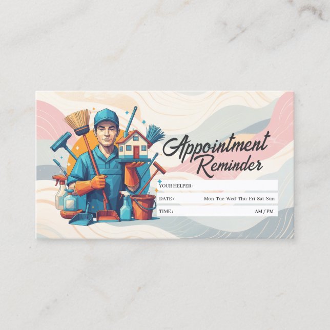Appointment Reminder House Cleaning Housekeeping Business Card (Front)