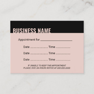 Appointment Reminder Modern Bold Border Blush Pink Card