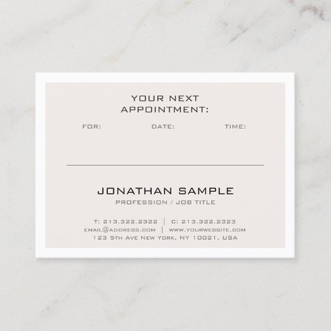 Appointment Reminder Modern Elegant Plain Trendy (Front)