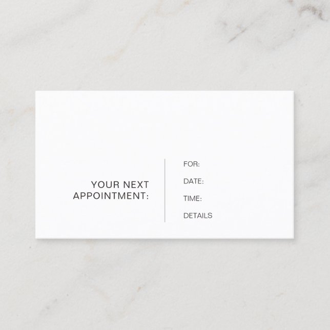 Appointment Reminder Modern Stylish Clean Plain Card (Front)