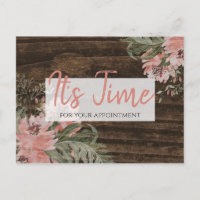 Appointment Reminder Rustic Dark Wood Floral
