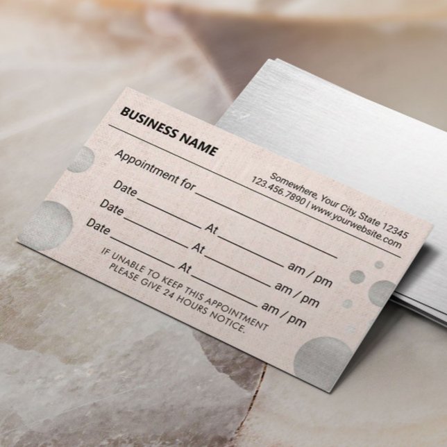 Appointment Reminder Silver Dots Blush Pink Card (Creator Uploaded)