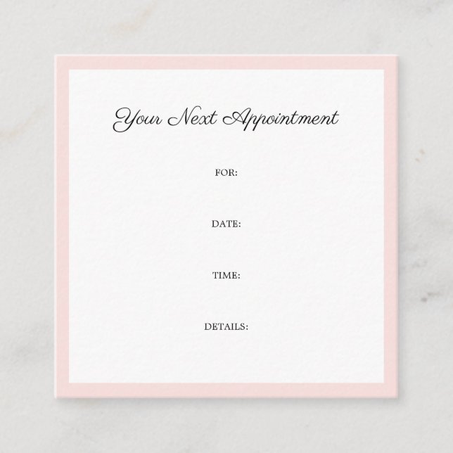 Appointment Reminder Trendy Elegant Design Plain Card (Front)