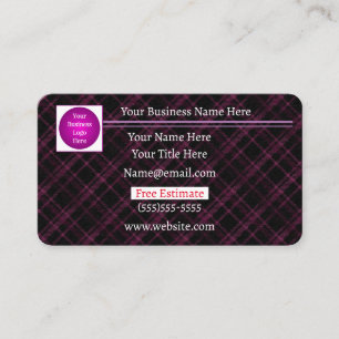 Appointment Setting Purple Plaid Business Card