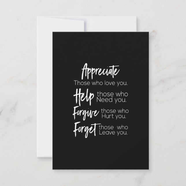appreciate help forgive forget those who love you thank you card (Front)