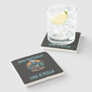 Appreciate The G'rilla Master BBQ Griller Fun Pun Stone Coaster