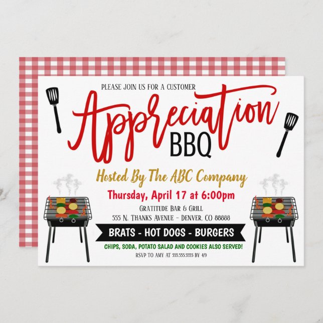 Appreciation BBQ Grill Out Invitation (Front/Back)