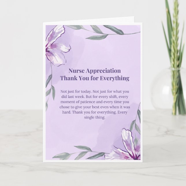 Appreciation Card — Thank You for Everything Nurse (Front)