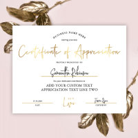 Appreciation Certificate Gold Logo Diploma Award
