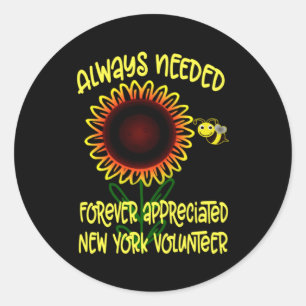 Appreciation New York Always Needed Volunteer Reco Classic Round Sticker
