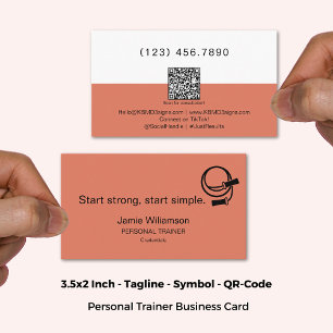 Approachable Personal Trainer Tagline QR Orange Business Card
