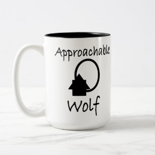 "Approachable Wolf" Art by J.H.Thornton Two-Tone Coffee Mug