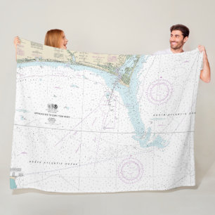 Approaches to Cape Fear River Nautical Chart 11536 Fleece Blanket