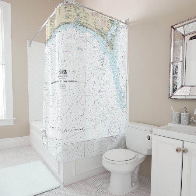 Approaches to Cape Fear River Nautical Chart 11536 Shower Curtain (In Situ)