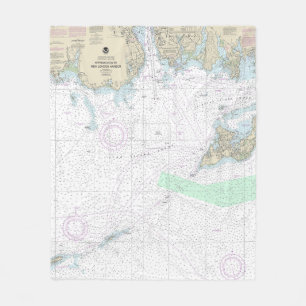 Approaches to New London Harbour Nautical Chart Fleece Blanket