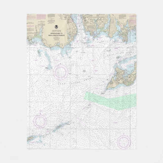 Approaches to New London Harbour Nautical Chart Fleece Blanket (Front)