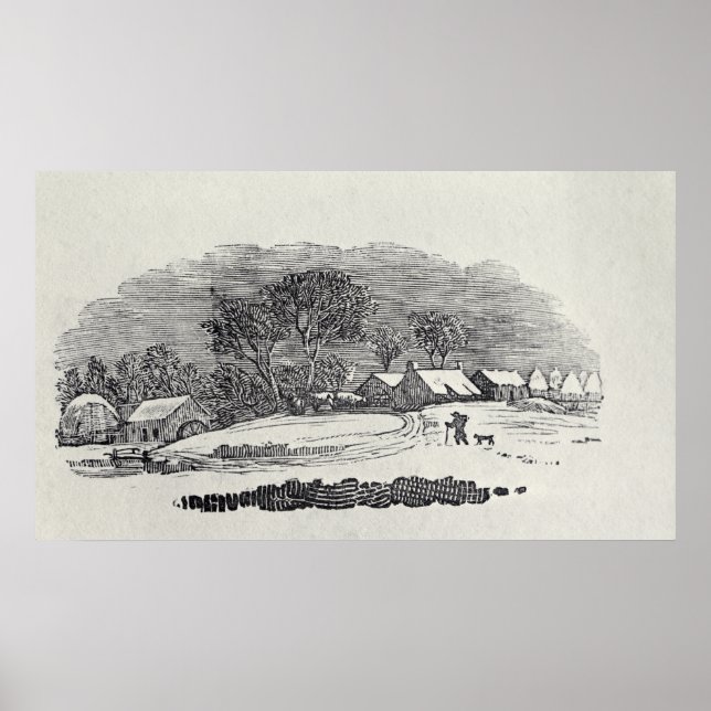 Approaching a Village in the Winter Poster (Front)