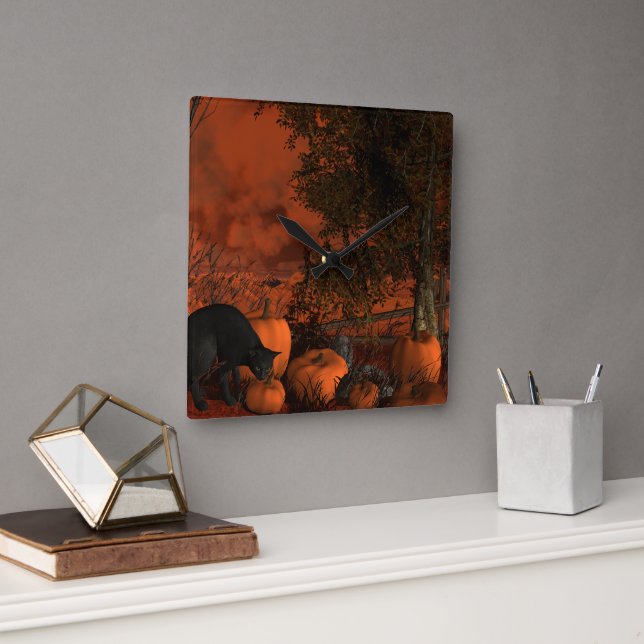 Approaching Halloween Square Wall Clock (Office)