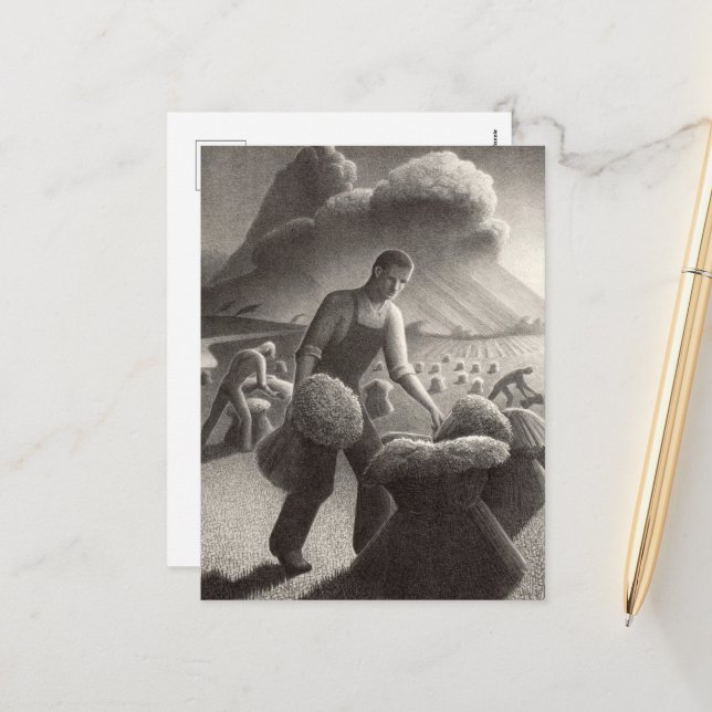 Approaching Storm by Grant Wood Holiday Postcard (Front/Back In Situ)