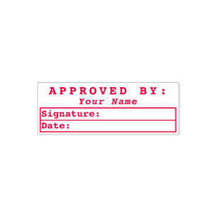 Approved By Bookkeeping Signature Name Date Red Self-inking Stamp
