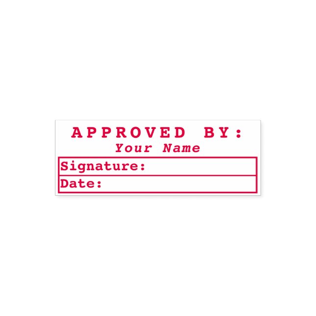 Approved By Bookkeeping Signature Name Date Red Self-inking Stamp (Design)