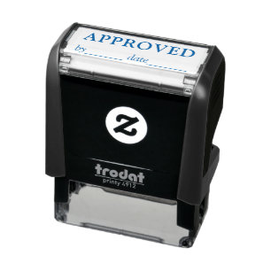 APPROVED By Name and Date Black Blue Ink Business Self-inking Stamp