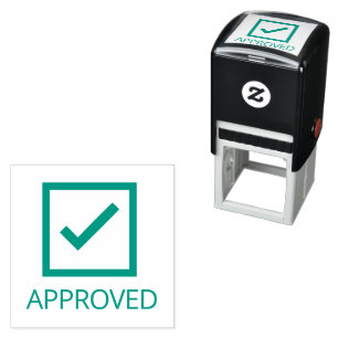 Approved check mark box ☑ green tick custom office self-inking stamp