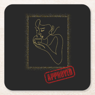 Approved Coffee & Cocktails Black & Gold Coaster