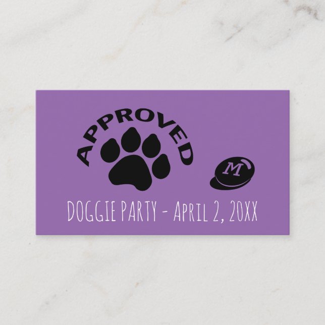 Approved Dog Year Party Monogram B card (Front)