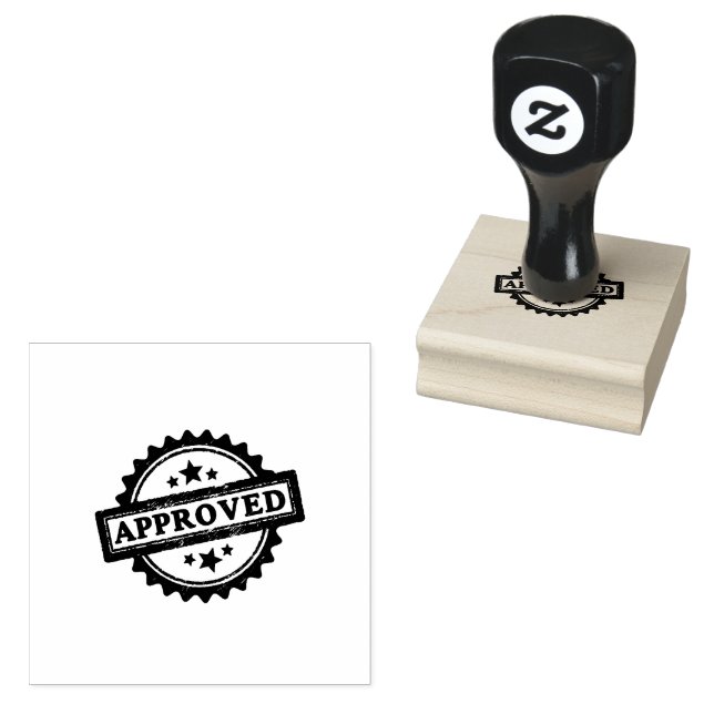 APPROVED Text Printed Easy Wooden Handle Black Ink Rubber Stamp (Stamped)