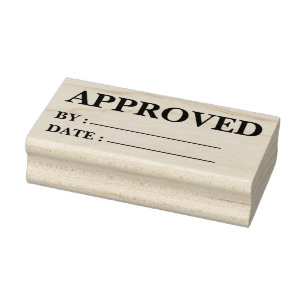 Approved w/by Date Line Office Rubber Stamp