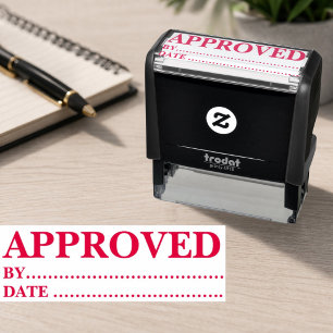 Approved w/by Date Line Self-Inking Office Rubber  Stamp