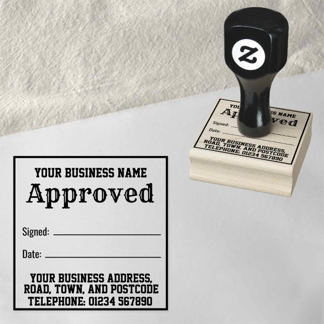 Approved with Name, Address. Receipt Rubber Stamp (Creator Uploaded)